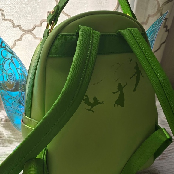 Loungefly Green Backpack with Blue Fairy Wings - Picture 4 of 7